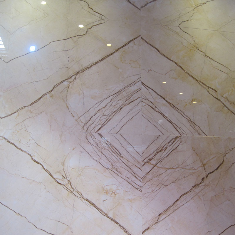 Sofita Gold Marble bookmatched feature wall tiels