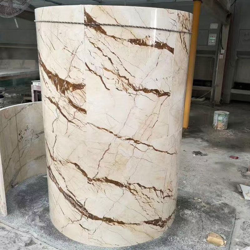 golden beige with dark brown marble pillars