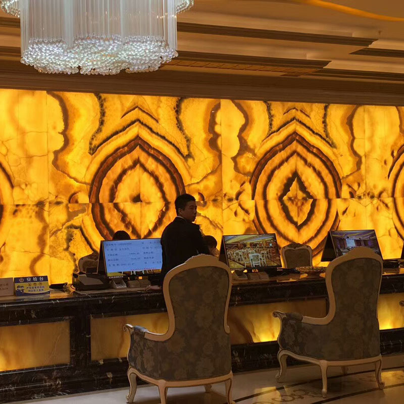 orange onyx tiles for hotel wall lobby