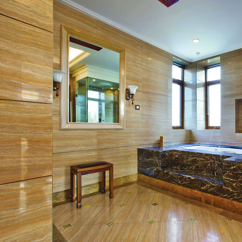 golden travertine tiles for bathroom honed