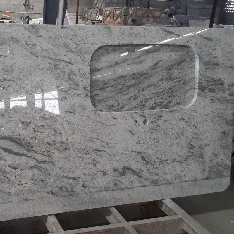 prefab River White granite countertop