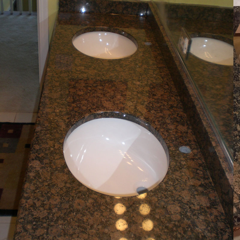 double sink brown granite vanity top