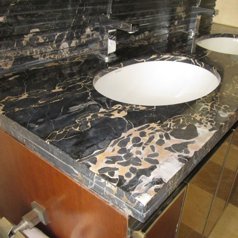 Persian Black Gold Marble vanity top with sink