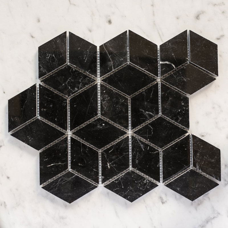 Marble Nero Prism Rhombus Mosaic