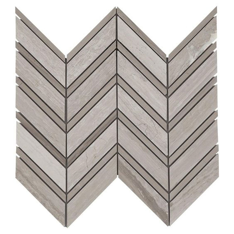 wooden gray marble herringbone mosaic tiles
