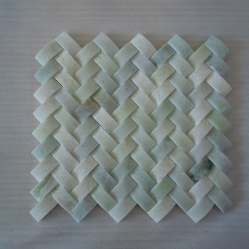 Ming green 3d basketweave marble tiles