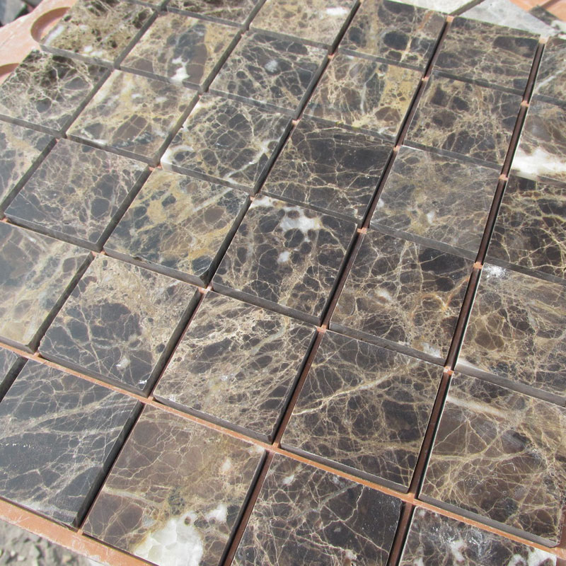 Emperador Dark 12 in. x 12 in. x 10 mm Polished Marble Mesh-Mounted Mosaic Tile