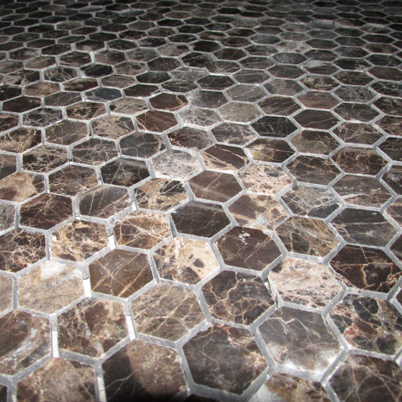 hexagonal tiles emperador marble