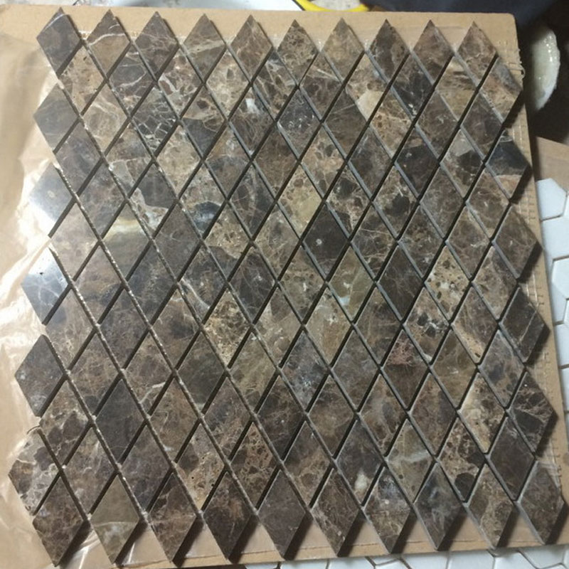 marron emperador marble diamond prism rhombus tiles