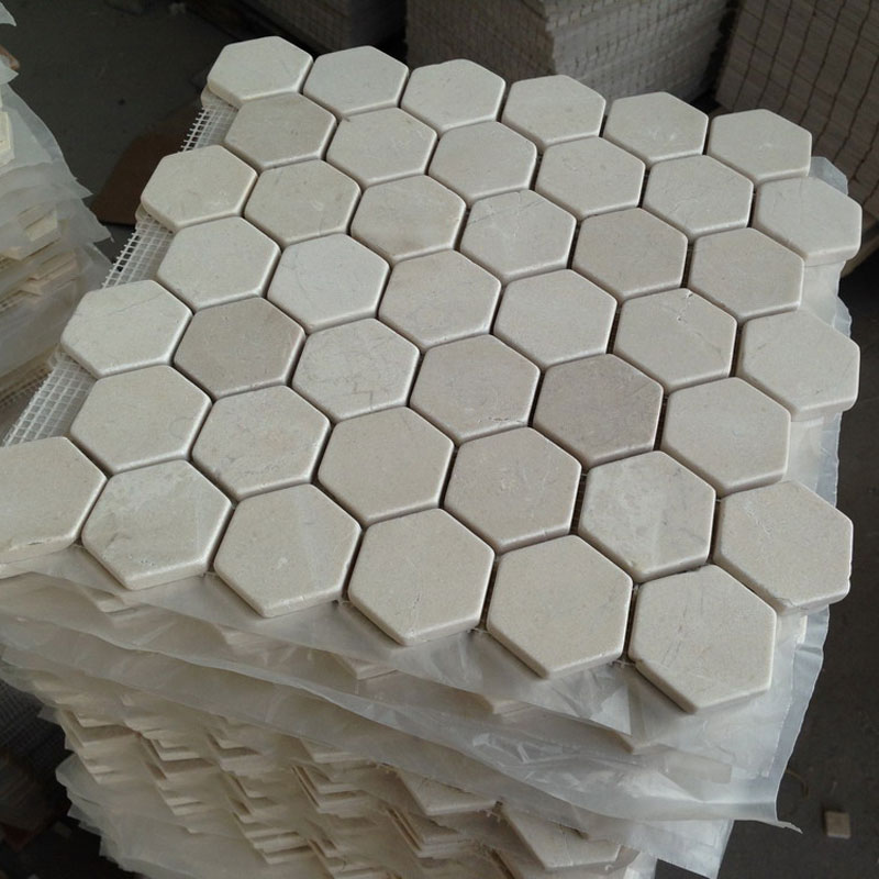 creme marfil marble hexagonal mosaic tiles bathroom