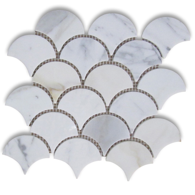 Calacatta marble fan shape mosaic tiles
