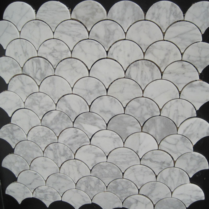 Bianco carrara Marble Fish Scale Mosaic Tiles