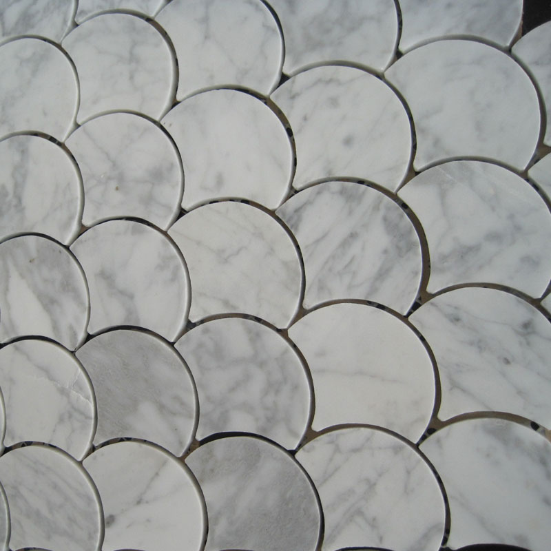 Italy white marble carrara fan shape mosaic tiles