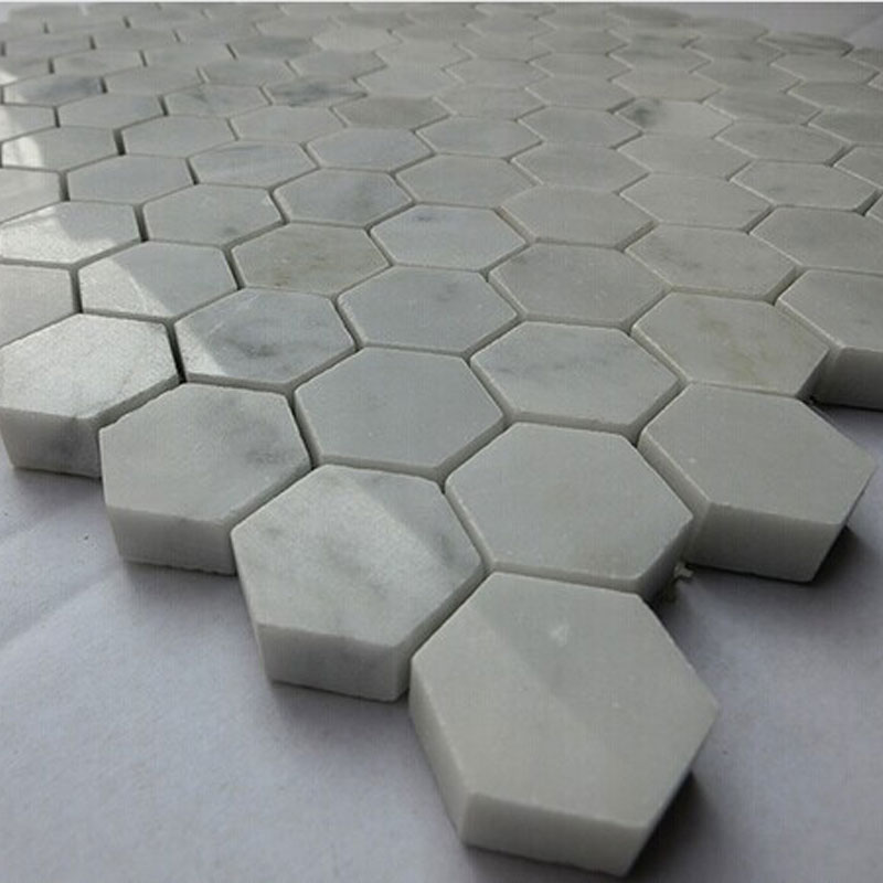 Carrara White Marble Hexagonal Mosaic Tiles