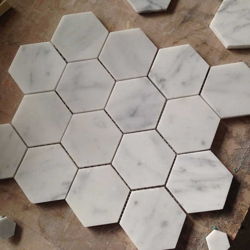 Carrara 2 x 2 Hexagon Honed Marble Mosaic Tile in White