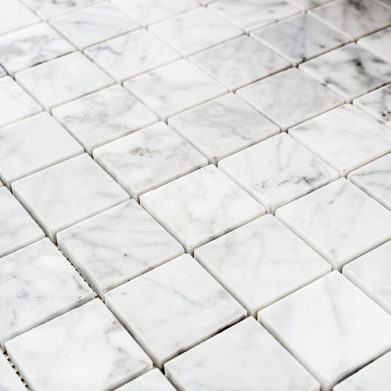 Bianco Carrara 1x1 Honed or Polished Marble Square Mosaic Tile