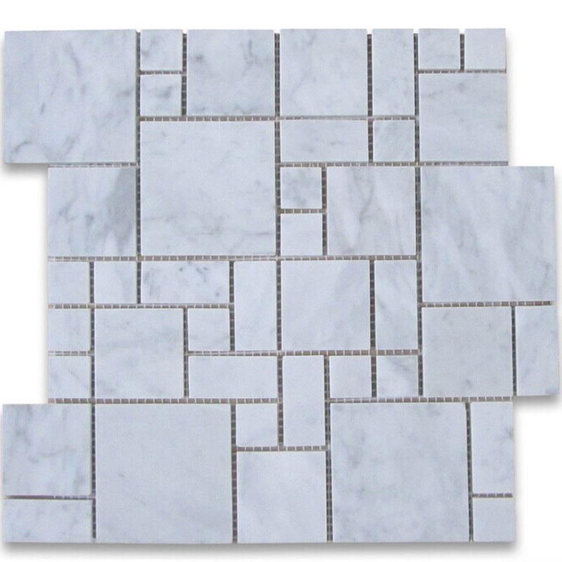 Carrara White Italian Carrera Marble Mini Versailles Pattern Mosaic Tiles