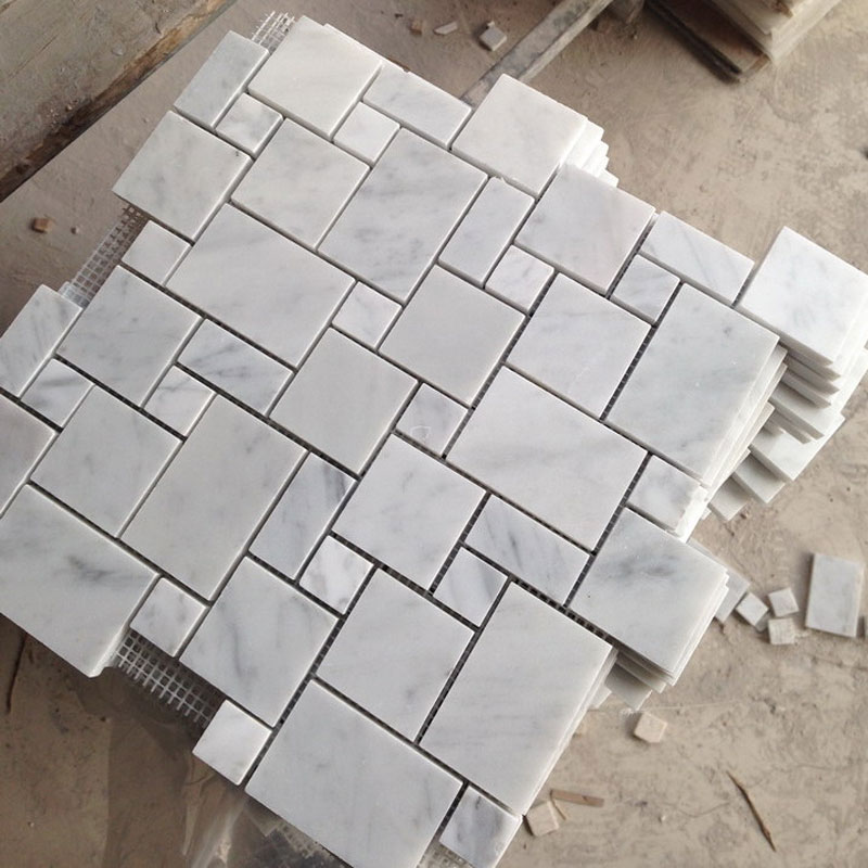 Carrara White Marble Polished Mini Versailles French Pattern Mosaic Tile
