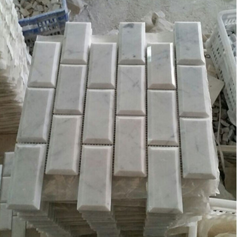 carrara white marble random strip brick mosaic tiles