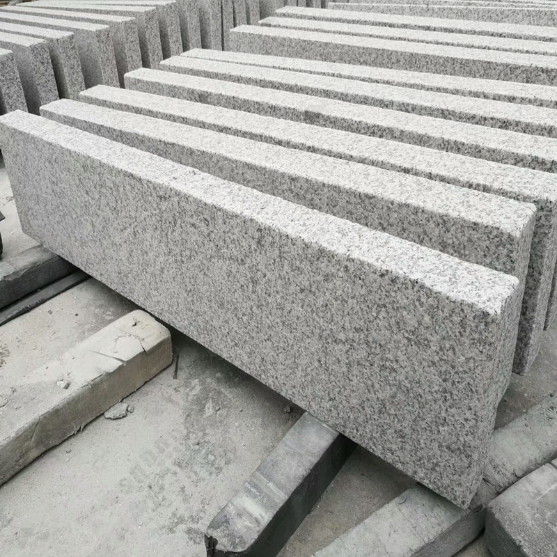 flamed gray granite kerbs