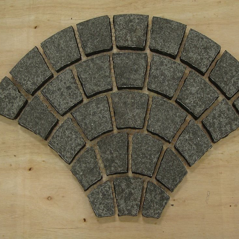 fan shape black granite cobbles for driveway