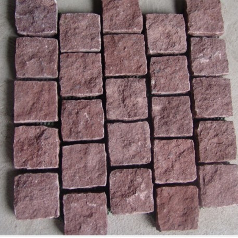 Chinese red granite meshed cobbles